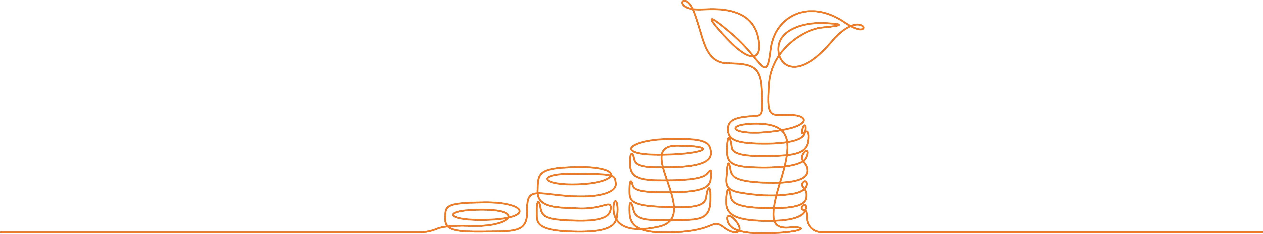 Orange Growing Coins Outline